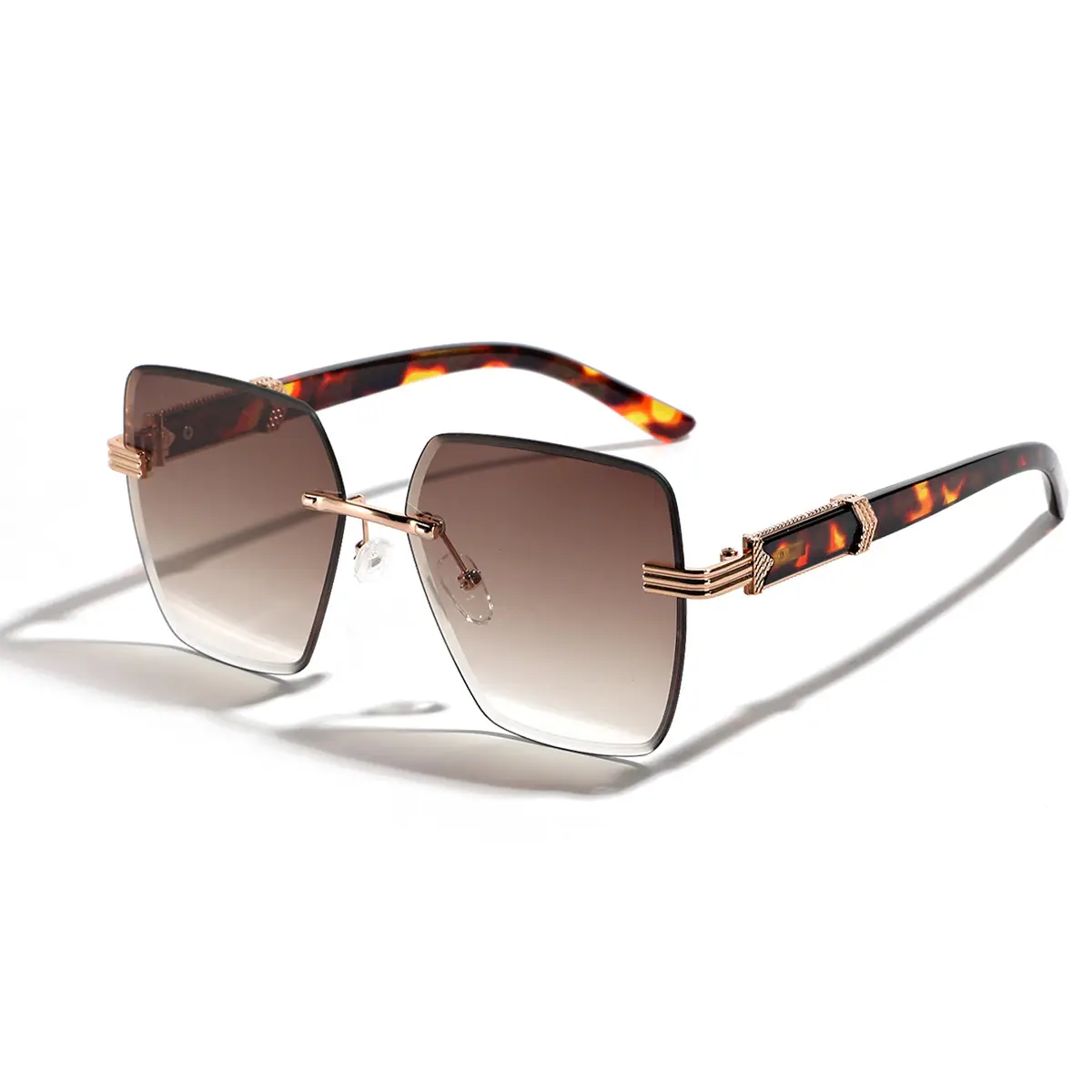 Men's Square Frame Semi-Metal Crossbody Sunglasses - Image 6