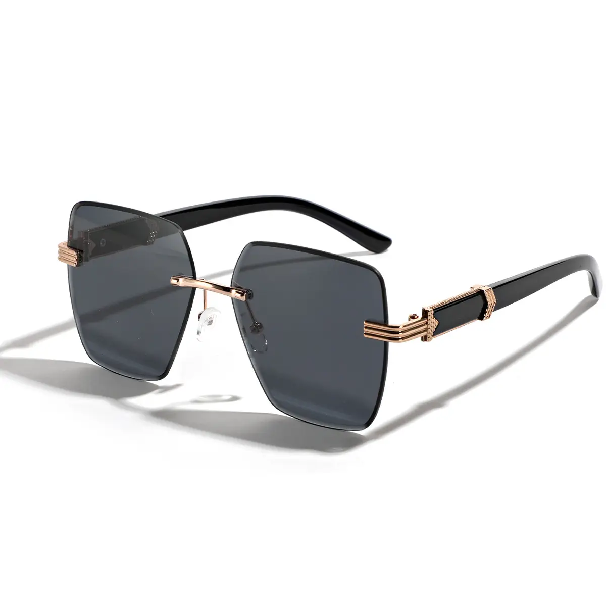 Men's Square Frame Semi-Metal Crossbody Sunglasses - Image 7