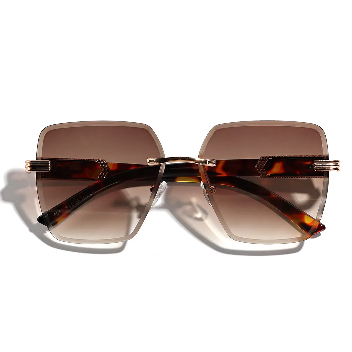Men's Square Frame Semi-Metal Crossbody Sunglasses - Image 8