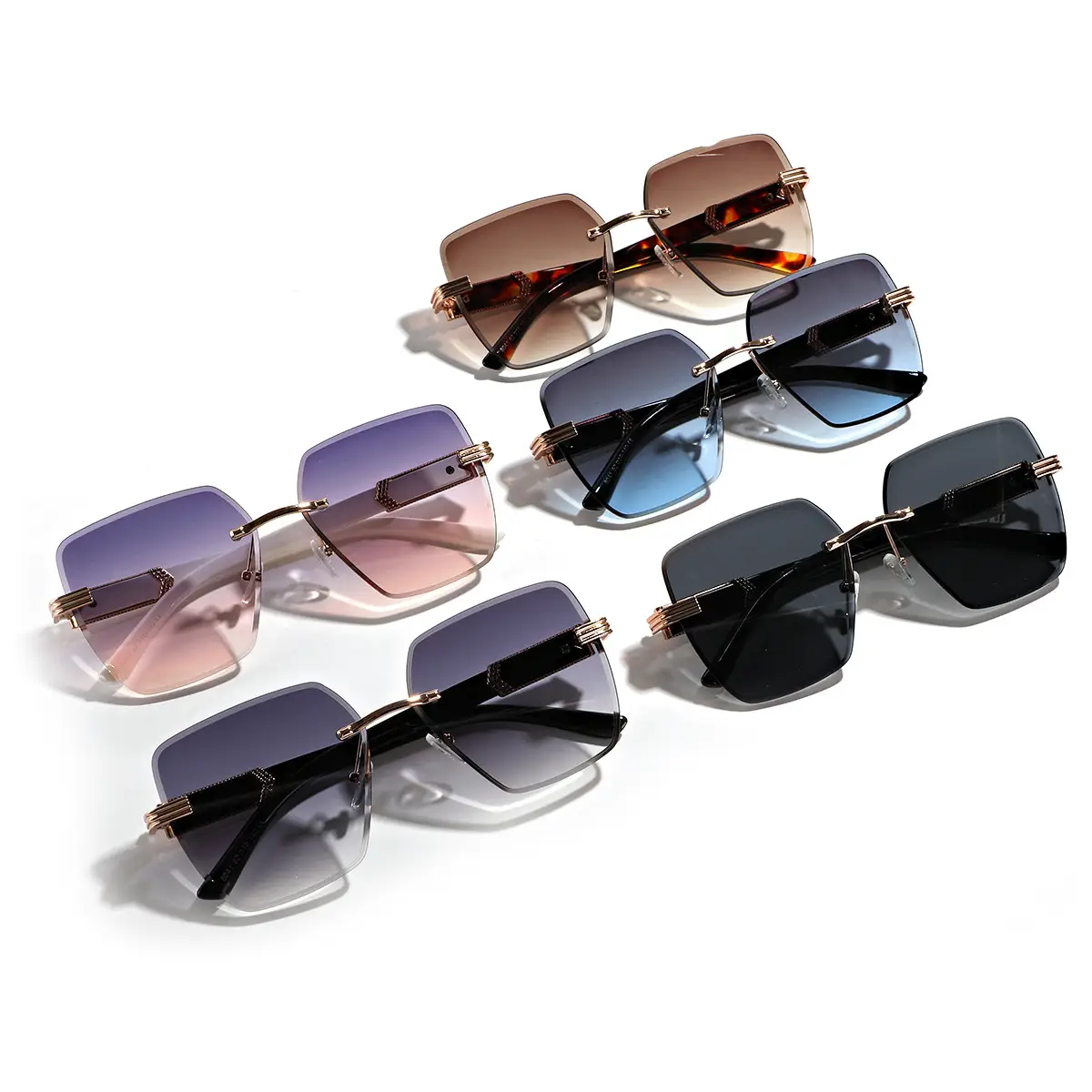 Men's Square Frame Semi-Metal Crossbody Sunglasses - Image 9