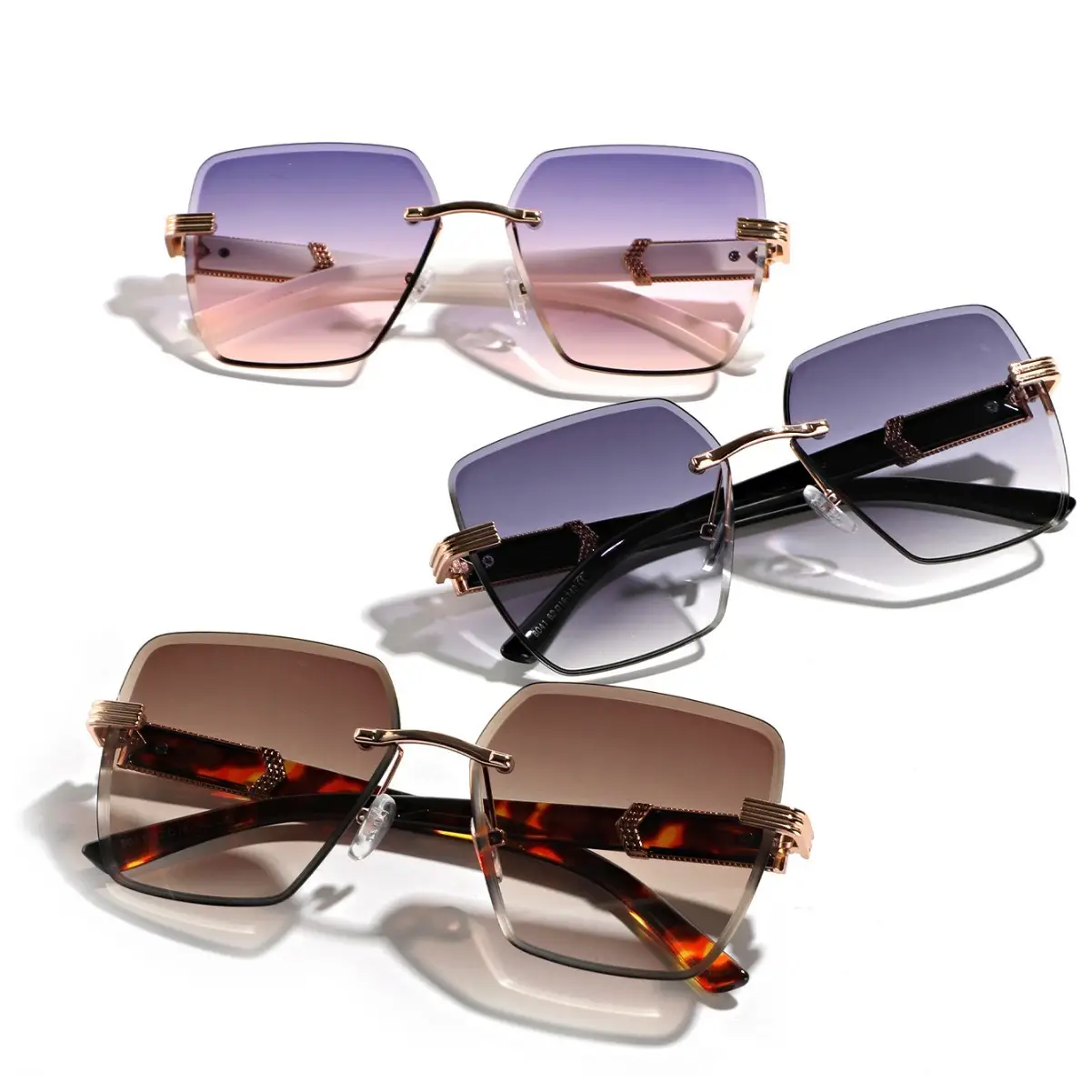 Men's Square Frame Semi-Metal Crossbody Sunglasses - Image 10