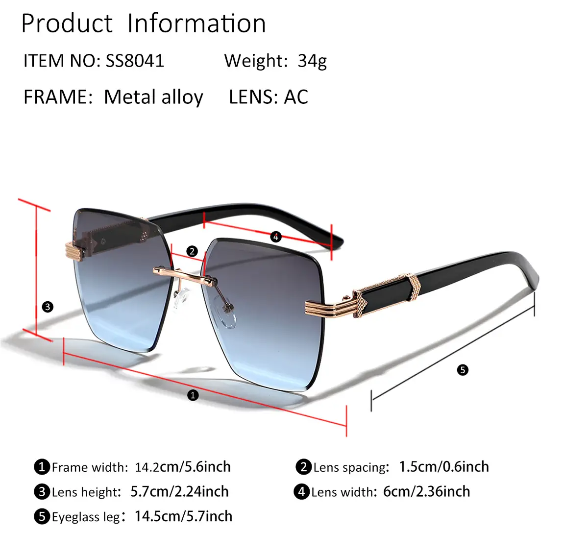 Men's Square Frame Semi-Metal Crossbody Sunglasses β feature 4