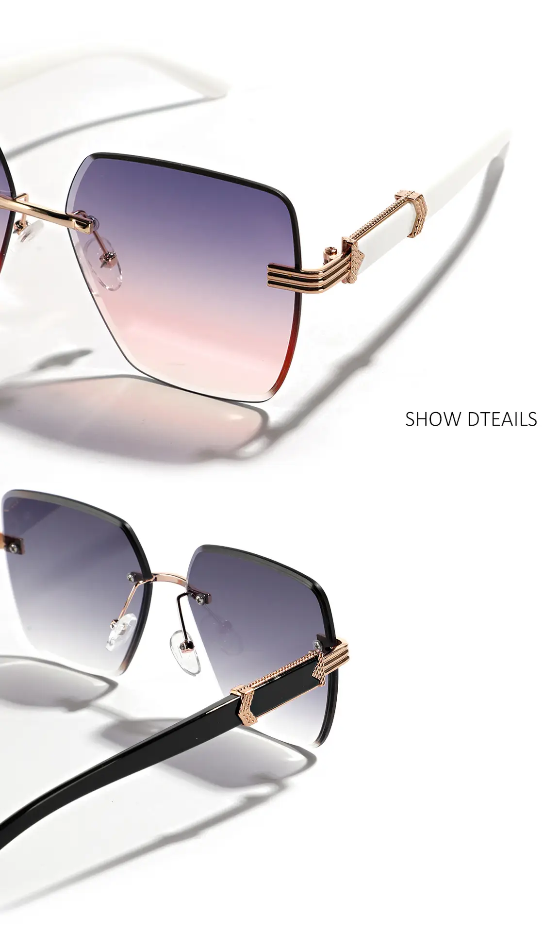 Men's Square Frame Semi-Metal Crossbody Sunglasses β feature 6