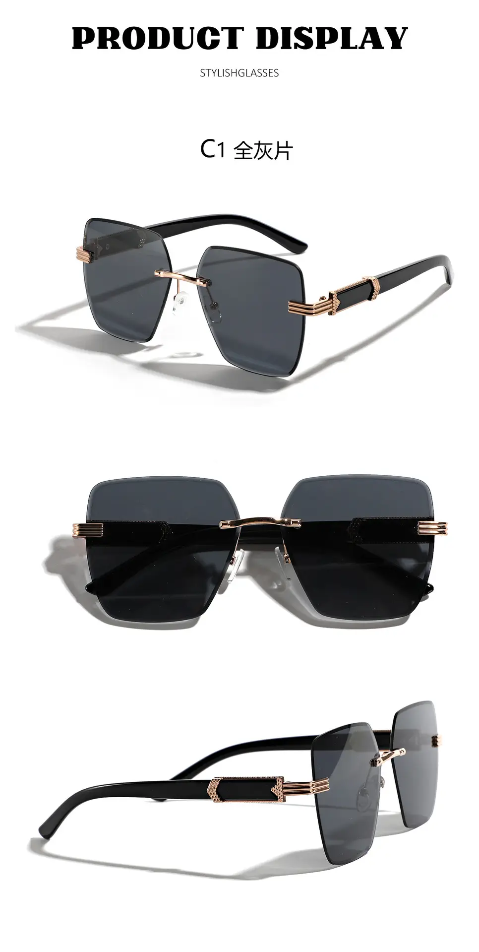 Men's Square Frame Semi-Metal Crossbody Sunglasses β feature 7