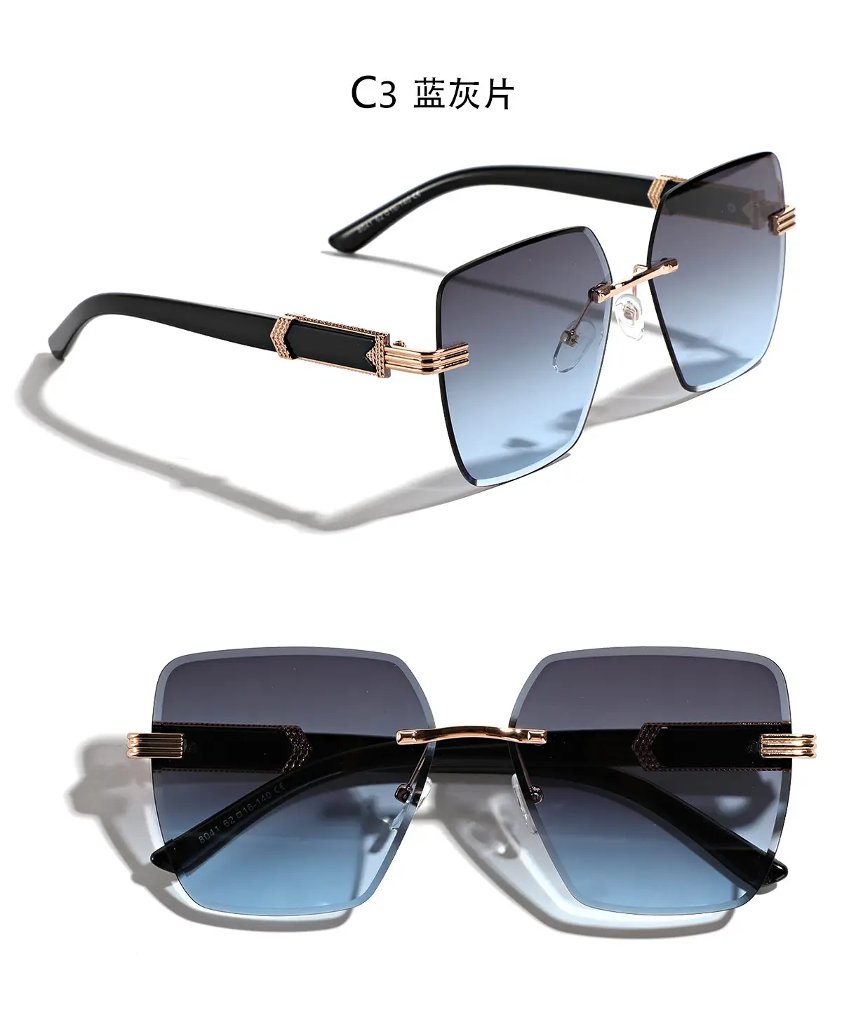Men's Square Frame Semi-Metal Crossbody Sunglasses β feature 9