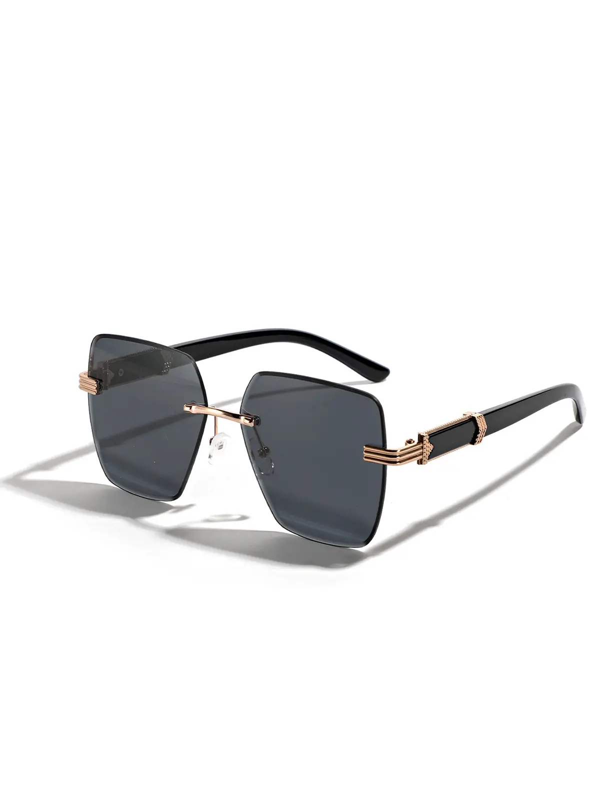 Men's Square Frame Semi-Metal Crossbody Sunglasses