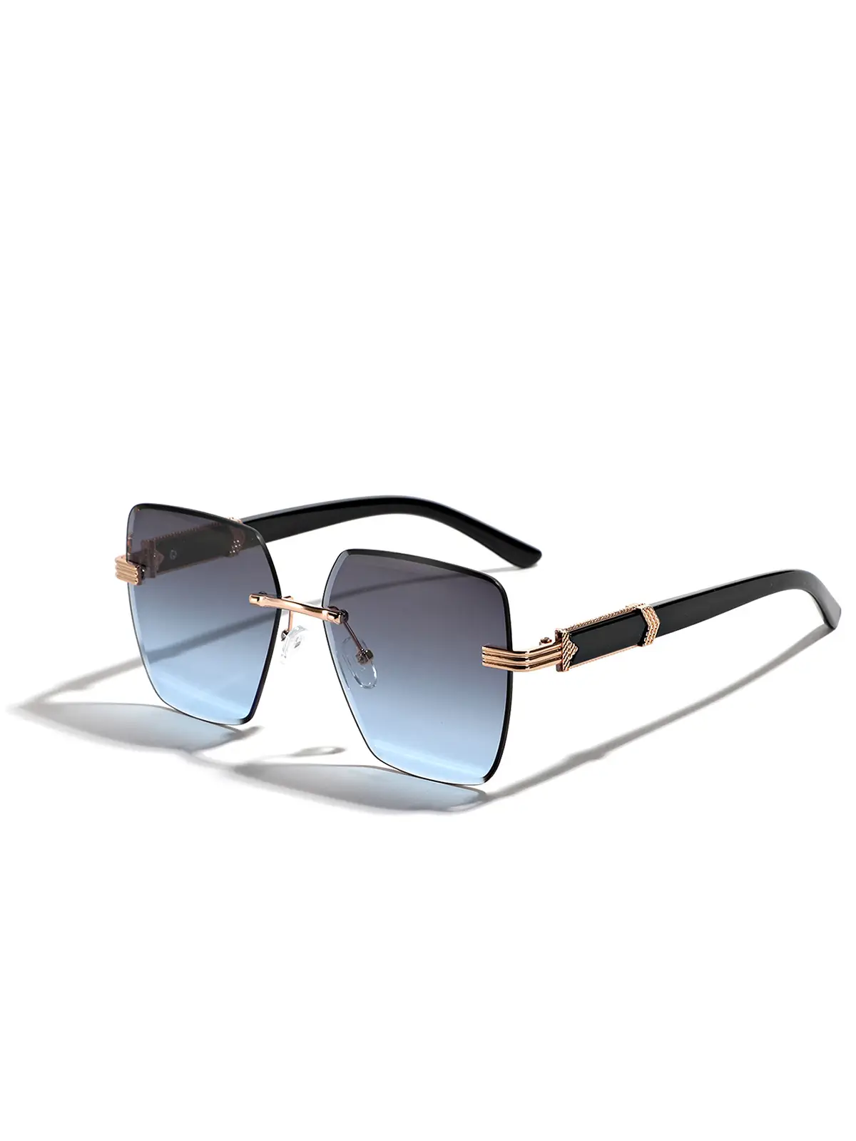 Men's Square Frame Semi-Metal Crossbody Sunglasses - Image 3