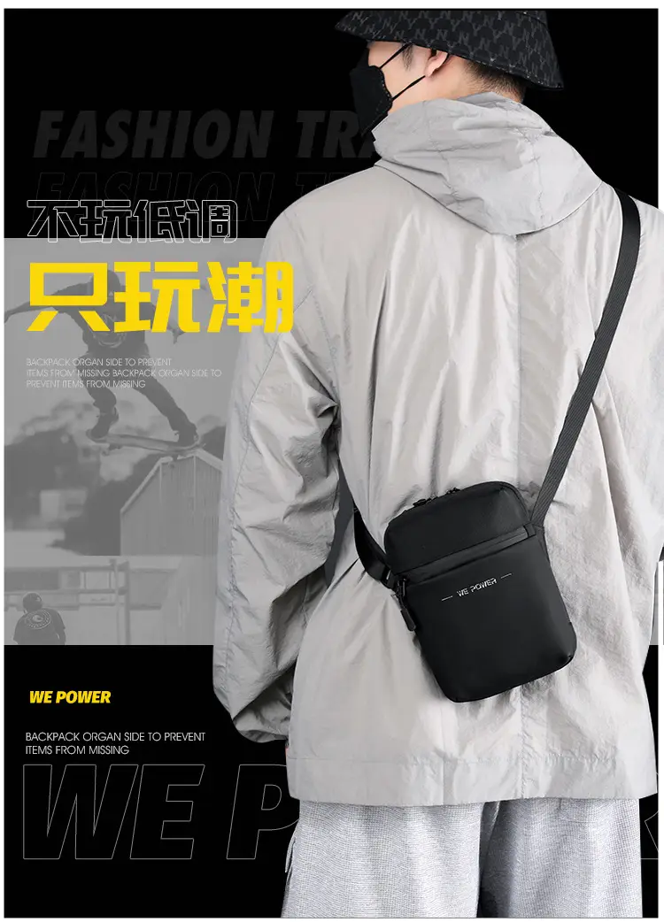 WEPOWER Black Men's Shoulder Bag Business Casual Messenger — feature 2