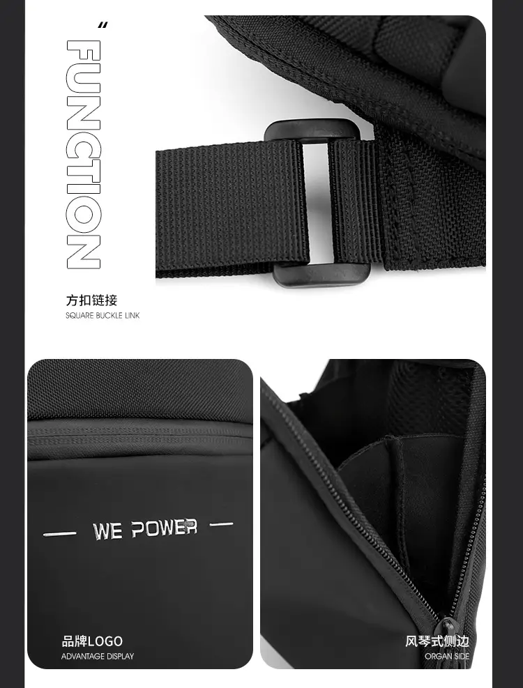 WEPOWER Black Men's Shoulder Bag Business Casual Messenger — feature 22