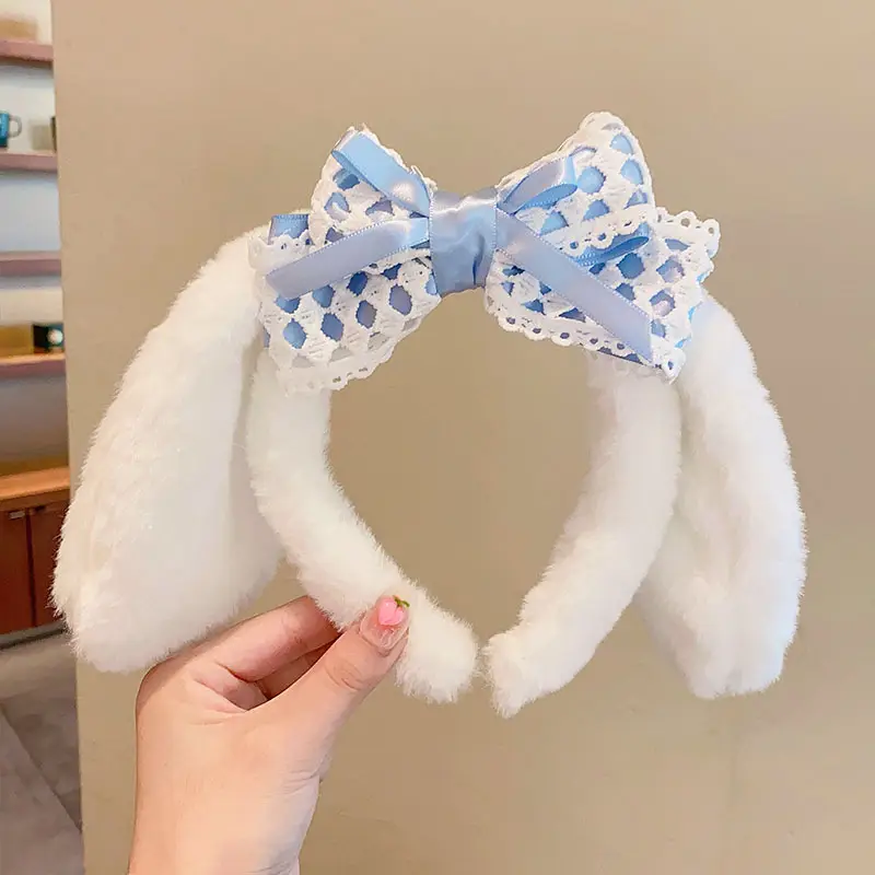 Blue Sparkly Bow Dog Headband for Girls - Image 4