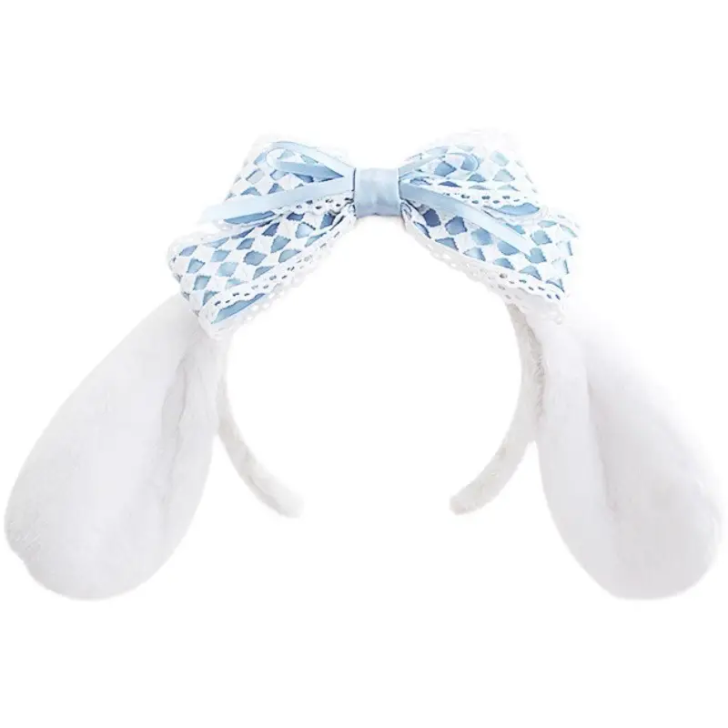 Blue Sparkly Bow Dog Headband for Girls - Image 7
