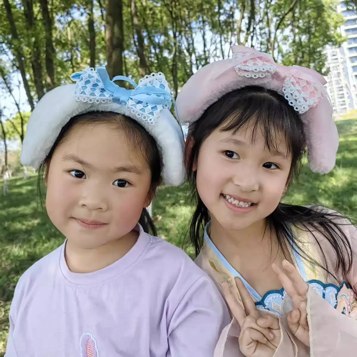 Blue Sparkly Bow Dog Headband for Girls — feature 5