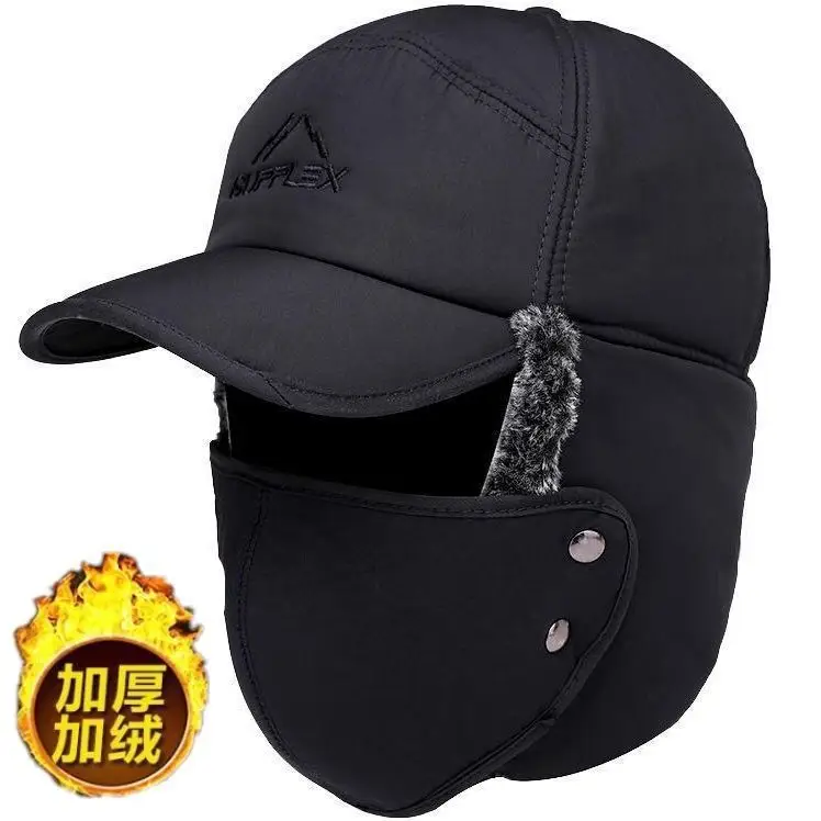 Men's Wool Winter Cap with Ear Protection Black - Image 4