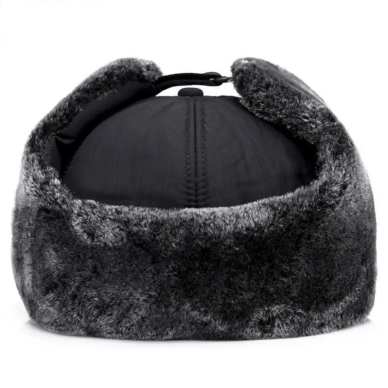 Men's Wool Winter Cap with Ear Protection Black - Image 5