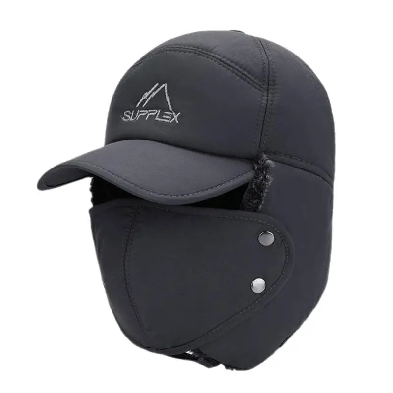 Men's Wool Winter Cap with Ear Protection Black - Image 7