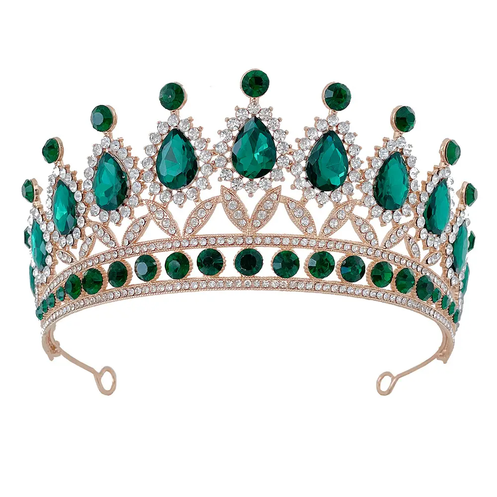 Pink Bridal Crown with Drop Diamonds for Women - Image 2
