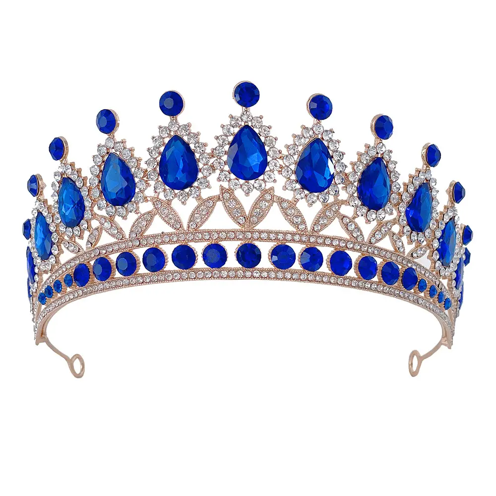 Pink Bridal Crown with Drop Diamonds for Women - Image 3