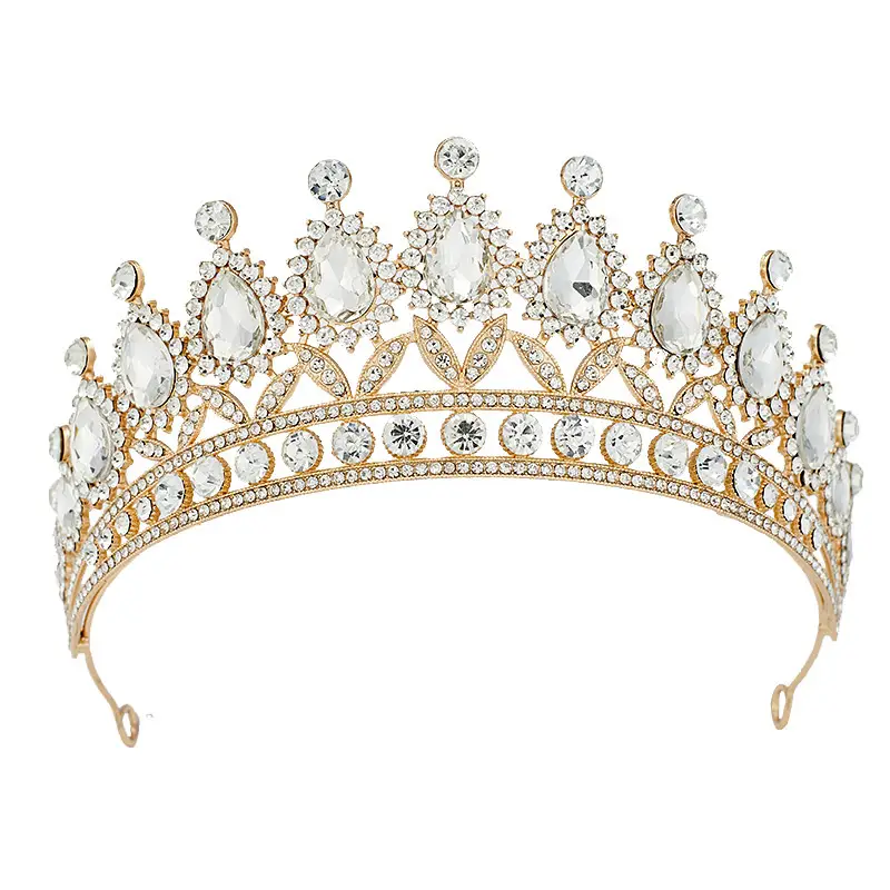 Pink Bridal Crown with Drop Diamonds for Women - Image 6