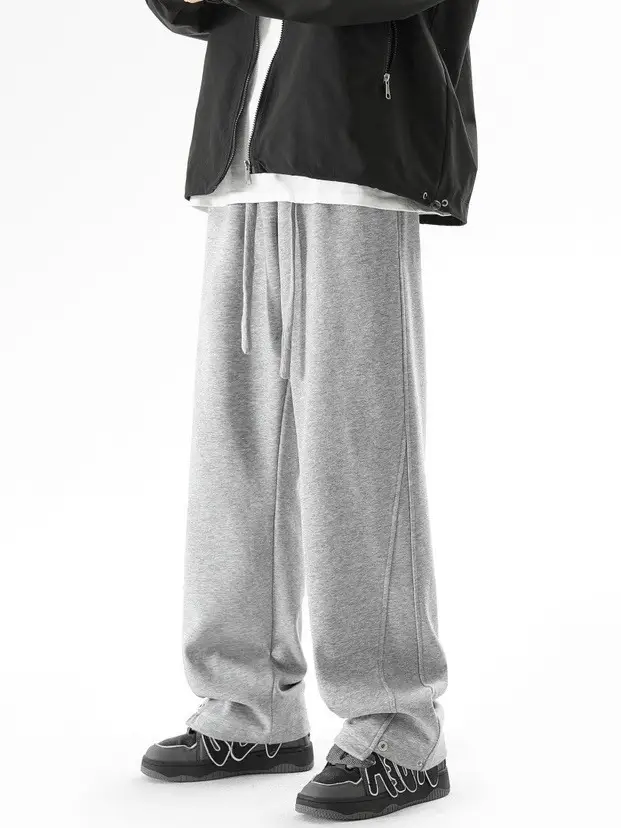 Men's 2023 Black Loose Straight Sweatpants Casual Autumn - Image 3
