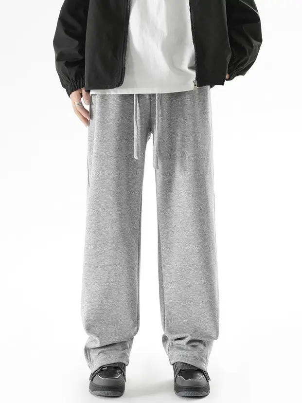 Men's 2023 Black Loose Straight Sweatpants Casual Autumn - Image 4