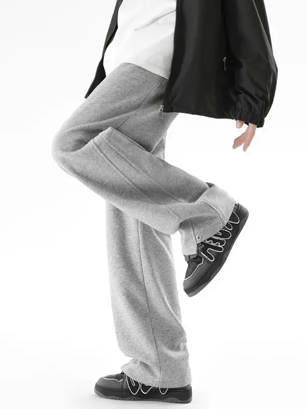 Men's 2023 Black Loose Straight Sweatpants Casual Autumn - Image 5