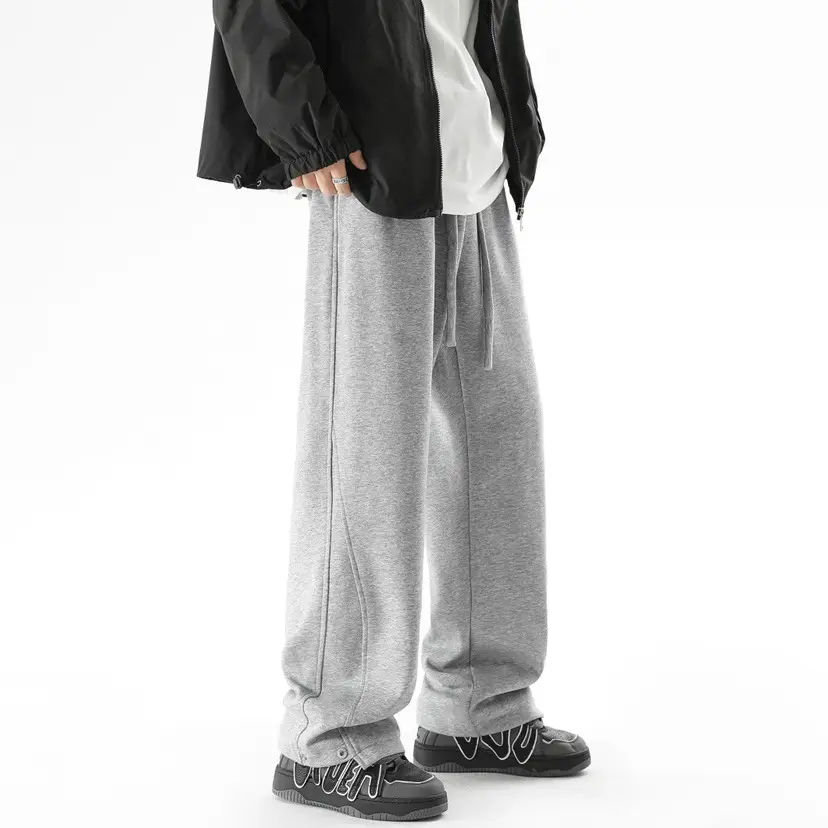 Men's 2023 Black Loose Straight Sweatpants Casual Autumn — feature 4