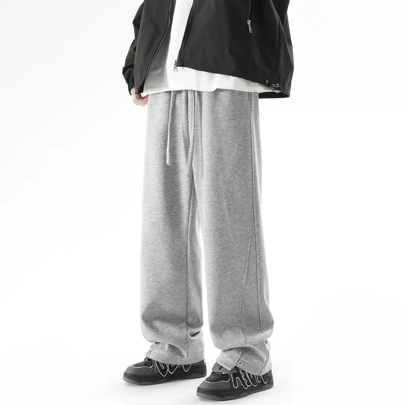 Men's 2023 Black Loose Straight Sweatpants Casual Autumn — feature 5