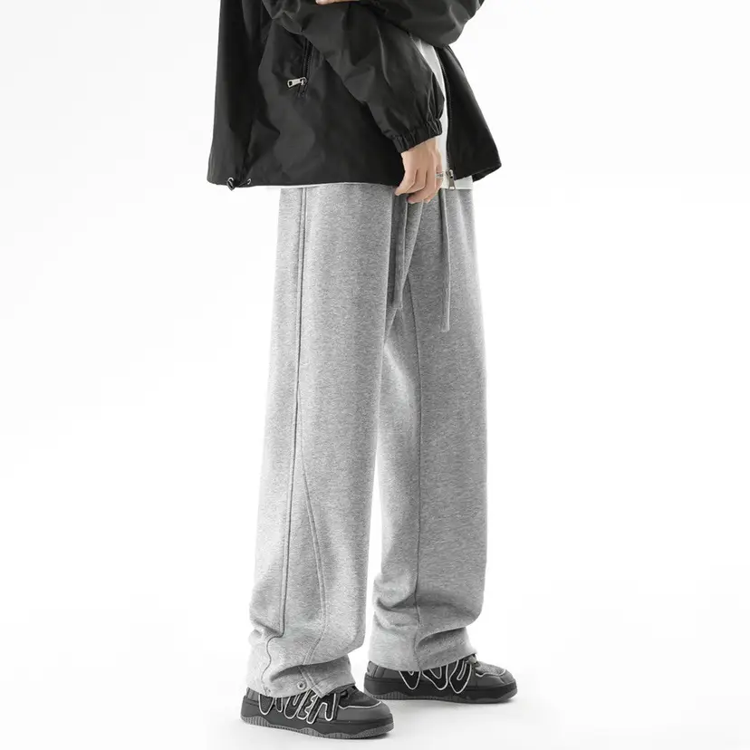 Men's 2023 Black Loose Straight Sweatpants Casual Autumn — feature 6