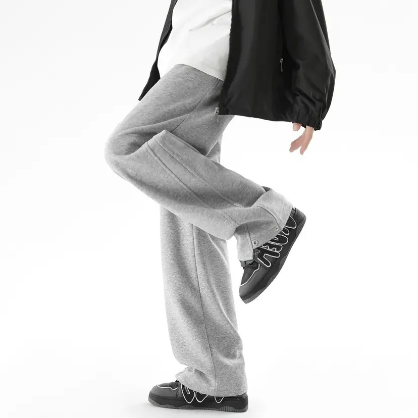Men's 2023 Black Loose Straight Sweatpants Casual Autumn — feature 7