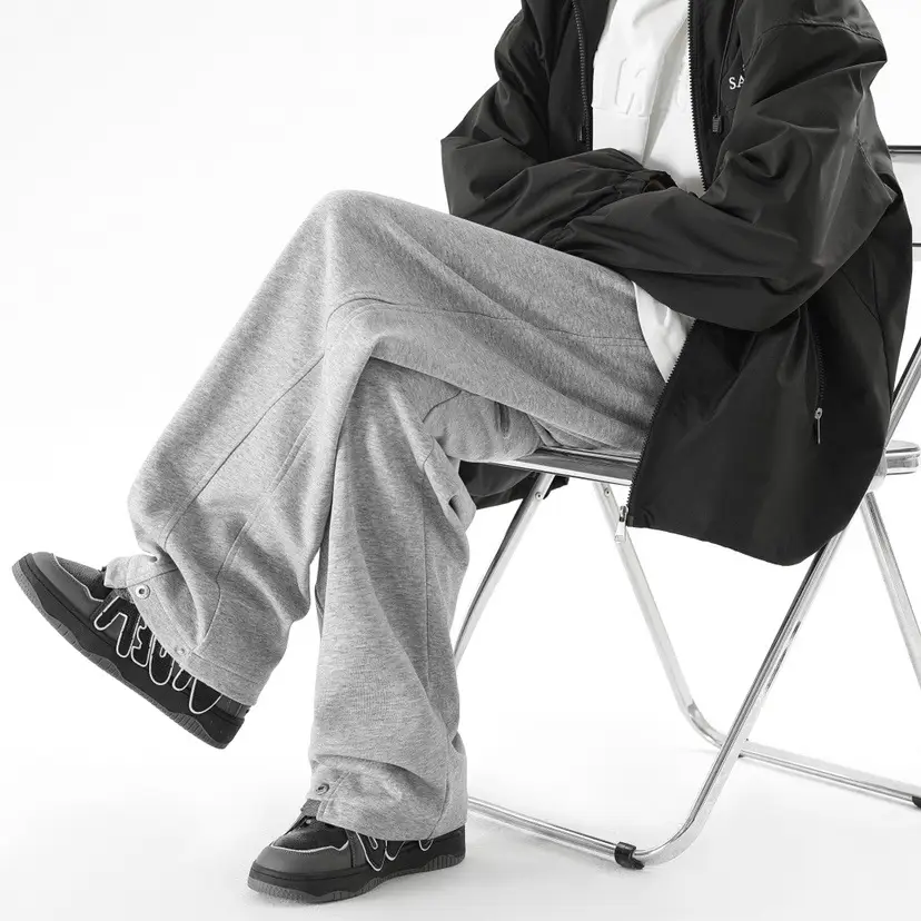 Men's 2023 Black Loose Straight Sweatpants Casual Autumn — feature 9