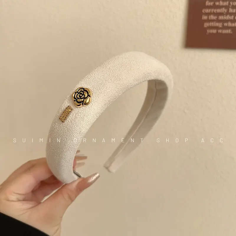 Maillard Vintage Camellia Headband Black French Style - Image 2