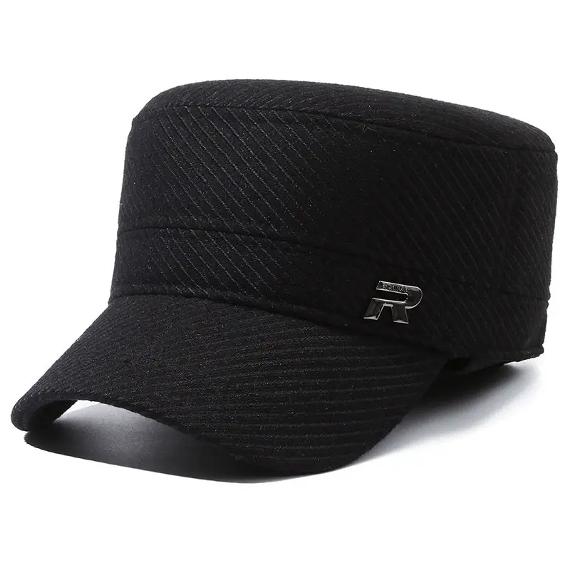 Men's Grey Knitted Peak Cap with Built-In Ear Muffs - Image 5
