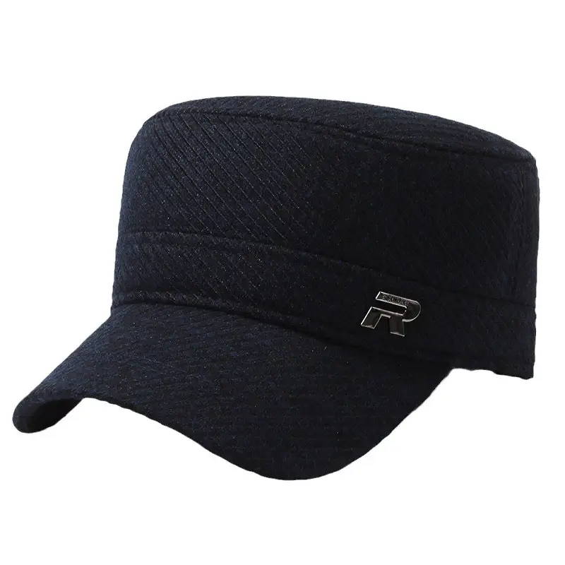 Men's Grey Knitted Peak Cap with Built-In Ear Muffs - Image 8