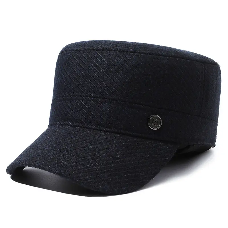 Men's Grey Knitted Peak Cap with Built-In Ear Muffs - Image 3