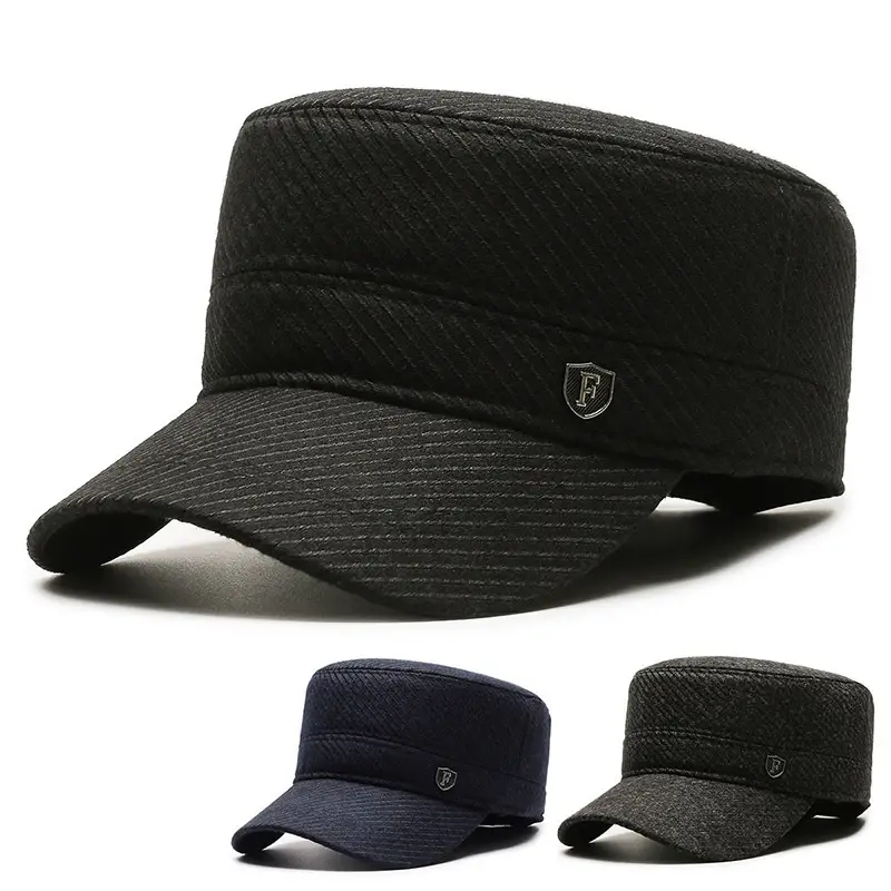 Men's Black Knitted Peak Cap Winter Warm Baseball Cap - Image 4