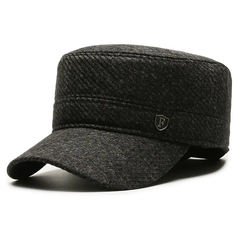 Men's Black Knitted Peak Cap Winter Warm Baseball Cap - Image 6
