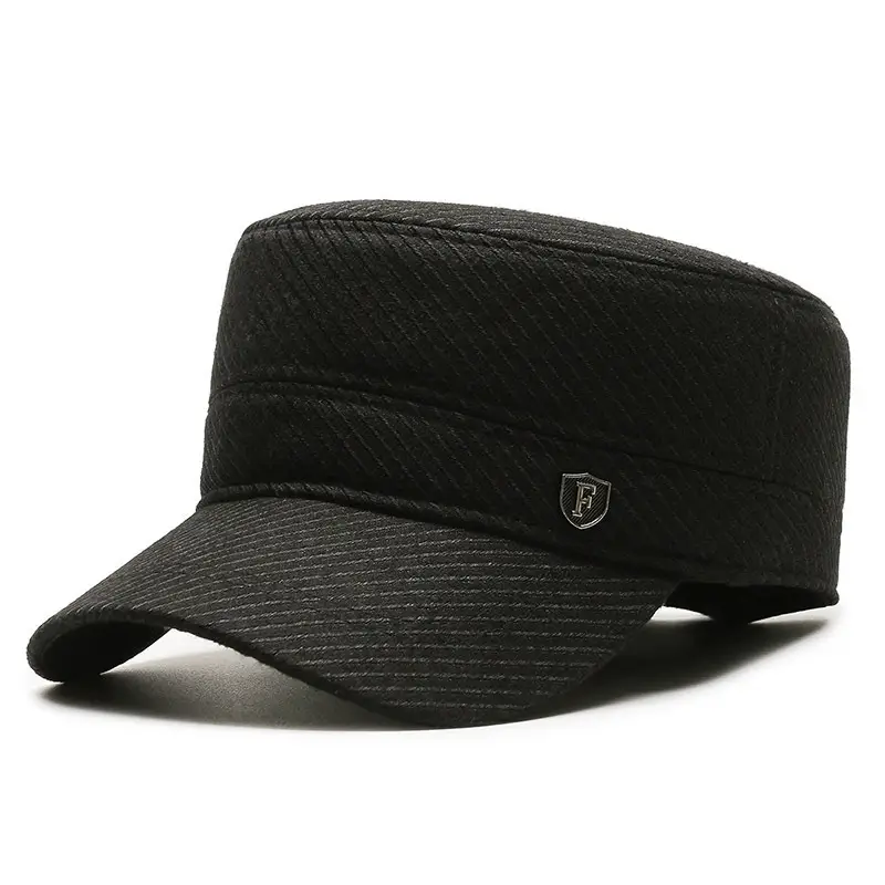 Men's Black Knitted Peak Cap Winter Warm Baseball Cap - Image 7