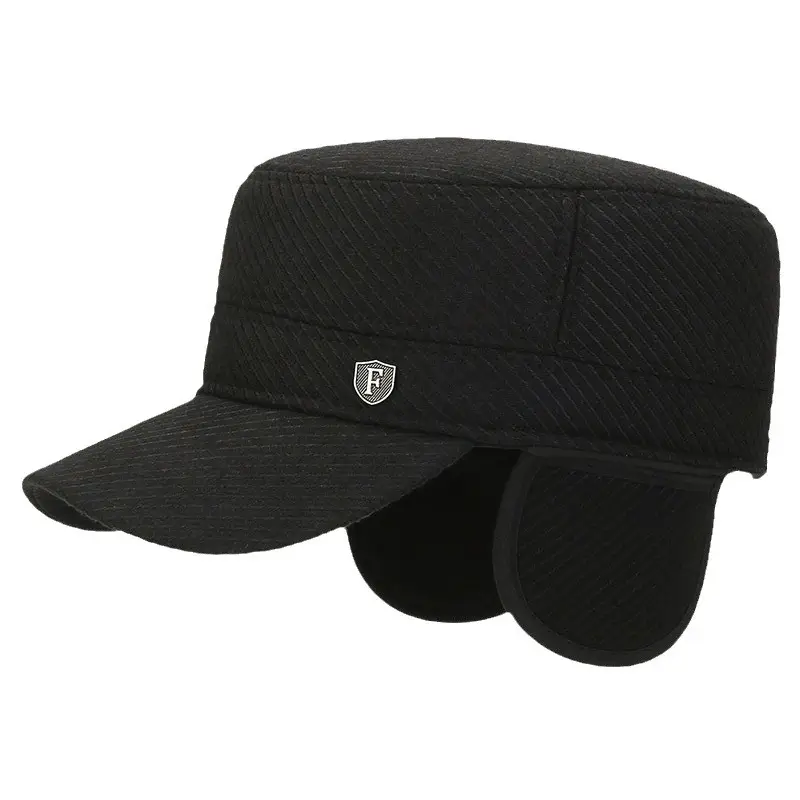 Men's Black Knitted Peak Cap Winter Warm Baseball Cap - Image 8