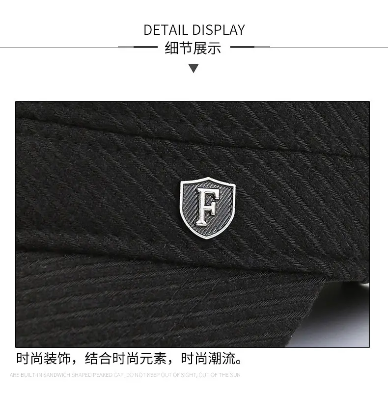 Men's Black Knitted Peak Cap Winter Warm Baseball Cap — feature 11