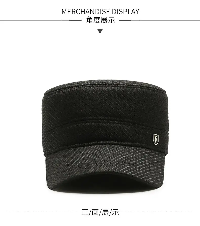 Men's Black Knitted Peak Cap Winter Warm Baseball Cap — feature 4