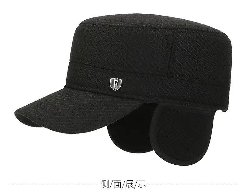 Men's Black Knitted Peak Cap Winter Warm Baseball Cap — feature 6