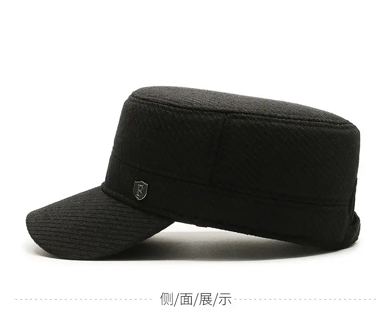 Men's Black Knitted Peak Cap Winter Warm Baseball Cap — feature 7