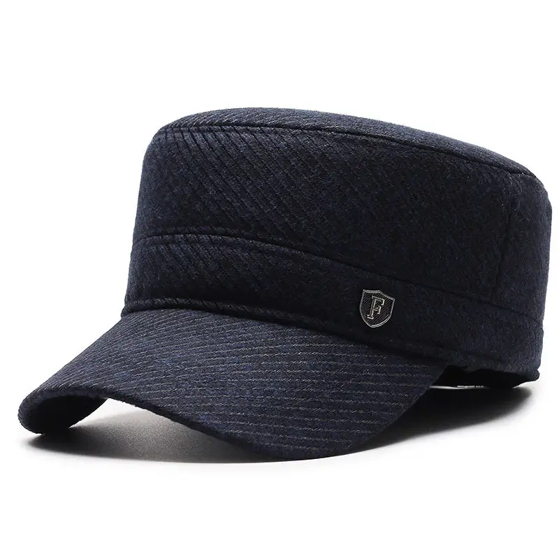 Men's Black Knitted Peak Cap Winter Warm Baseball Cap - Image 3