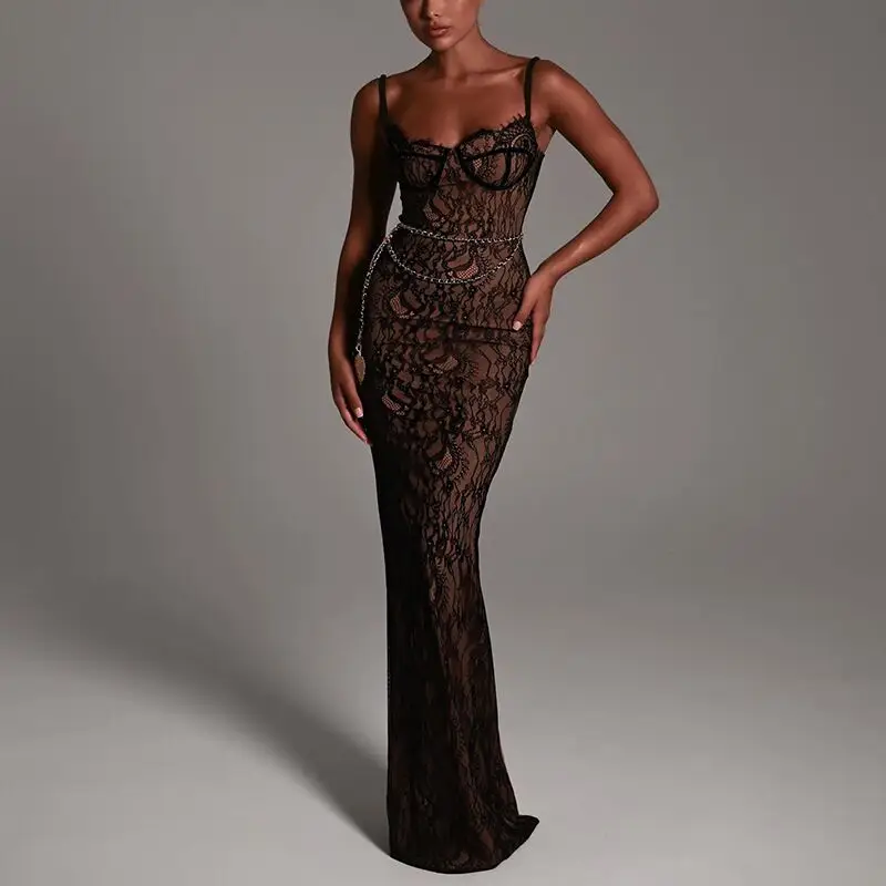 Black Lace Wind Sling Dress for Women 2023 — feature 25
