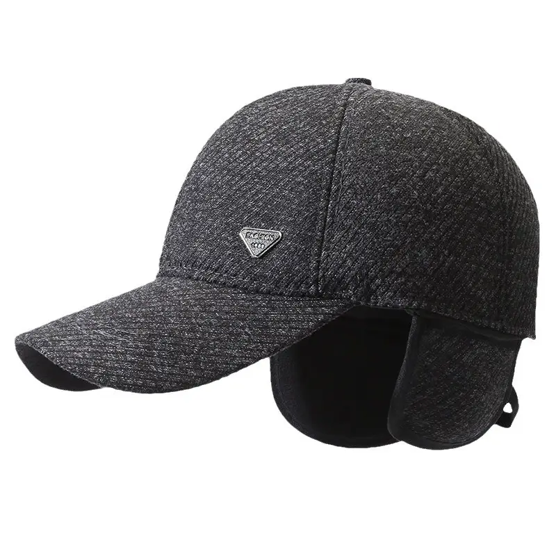 Winter Men's Grey Prada Cap with Ear Protection