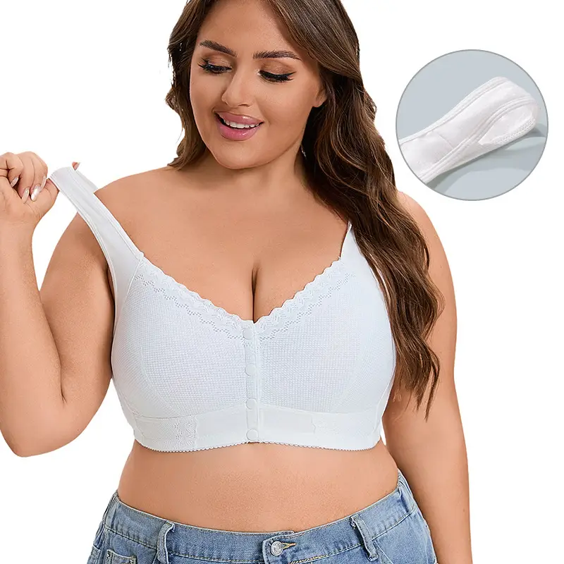 New Style Thin Cup Front-Clasp Lace Bra for Middle-Aged and Elderly Women with Large Busts, Exclusively Available on Amazon Independent Sites, Extra-Large Size Bra