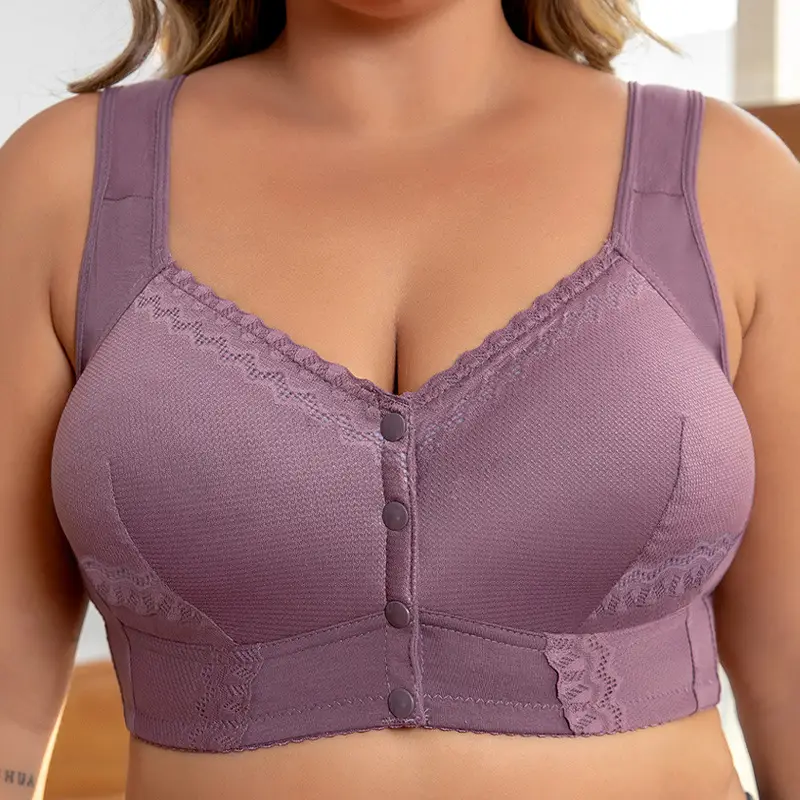 New Style Thin Cup Front-Clasp Lace Bra for Middle-Aged and Elderly Women with Large Busts, Exclusively Available on Amazon Independent Sites, Extra-Large Size Bra