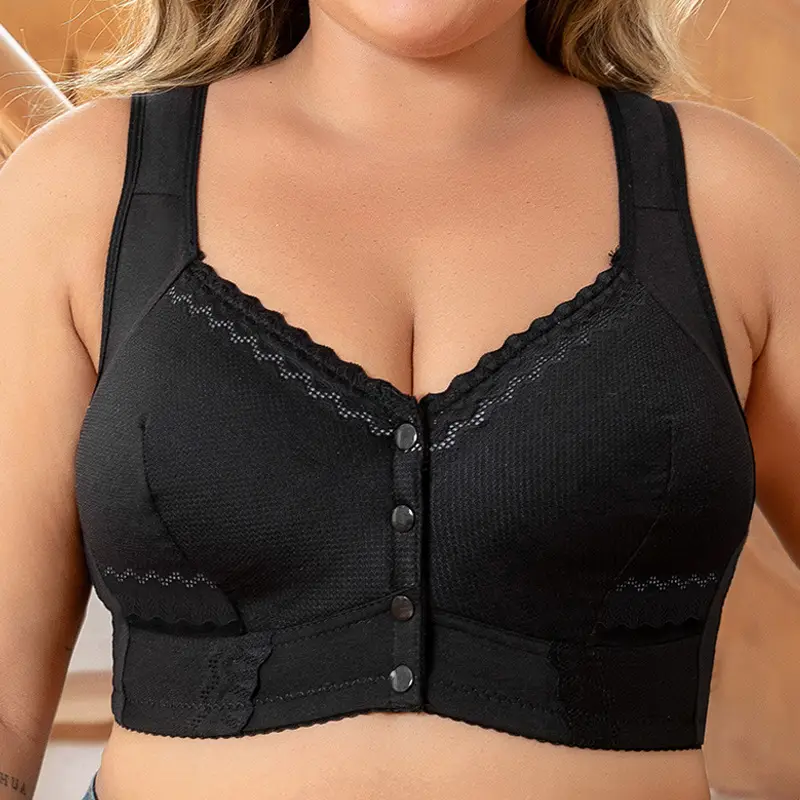 New Style Thin Cup Front-Clasp Lace Bra for Middle-Aged and Elderly Women with Large Busts, Exclusively Available on Amazon Independent Sites, Extra-Large Size Bra
