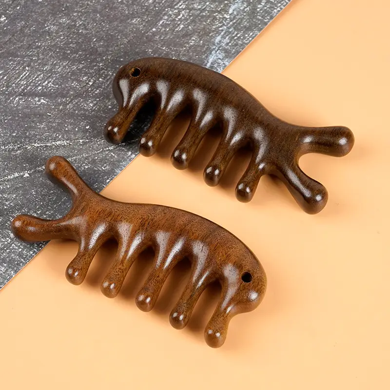 Golden Wooden Dolphin Massage Combs for Hair Care