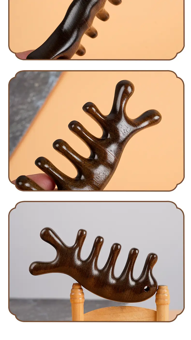 Golden Wooden Dolphin Massage Combs for Hair Care — feature 10
